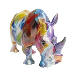 KARE dekorativ figur Coloured Rhino, polyresin, fargerikt trykk Discount