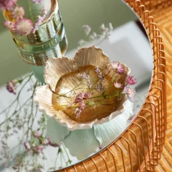 KARE Flower Bloom dekorativ skål, krem/gull, håndlaget| Møbel Og Interiør