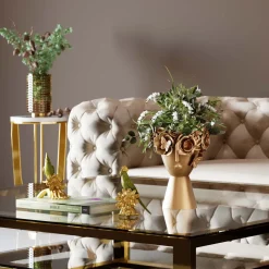 KARE Flowercrown dekorativ vase, høyde 30 cm, Ø 20 cm, gullfarget Sale