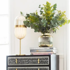 KARE Vase LA Noble, høyde 18 cm, glass, gull/klar, håndlaget