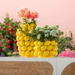 KARE Vase Lemon Juice, høyde 40 cm, Ø 31 cm, porselen, gul Online