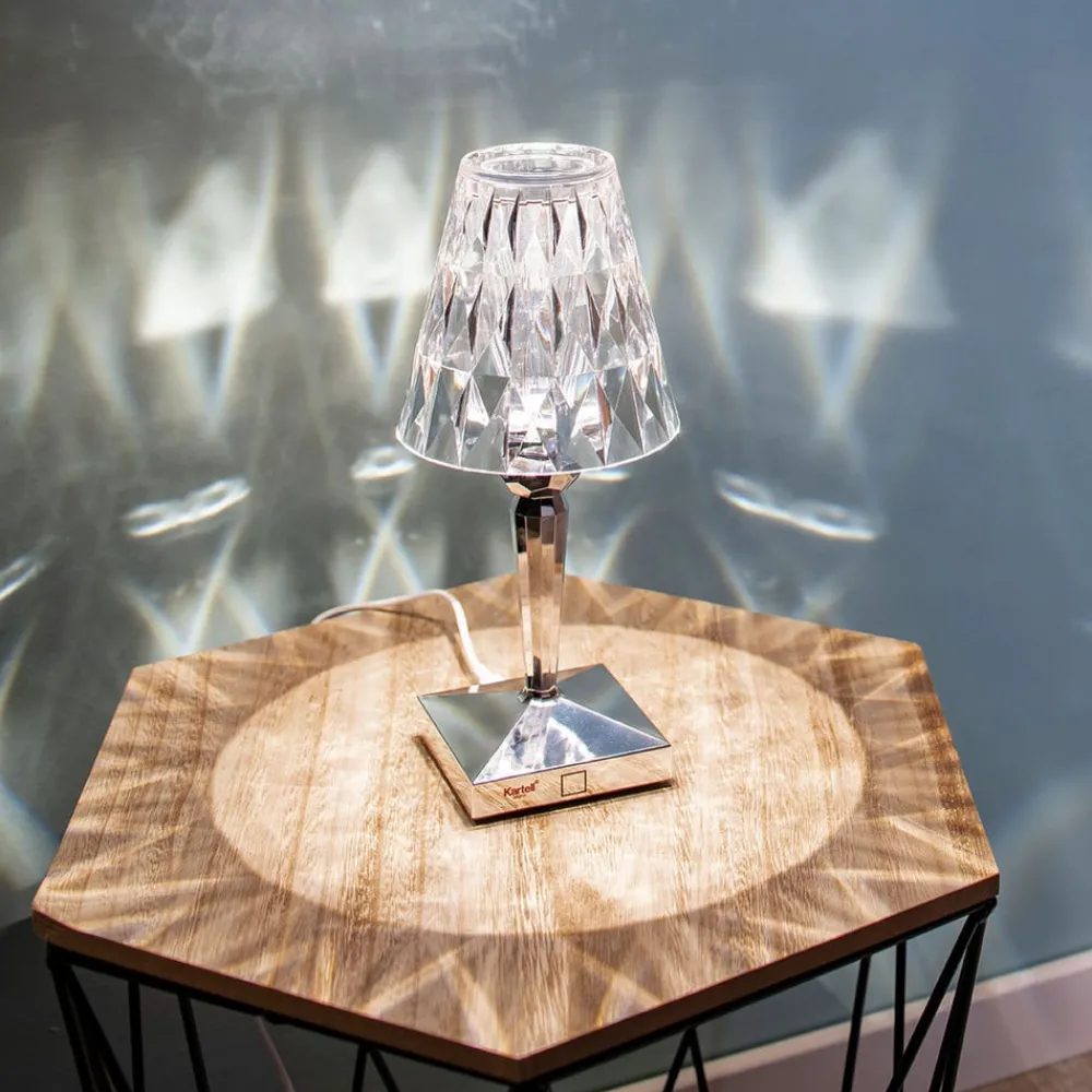 Kartell LED-bordlampe Batteri, 26 cm, kromfarget, IP54| Kommersiell Utebelysning|Led-Utendørs