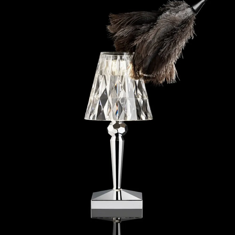 Kartell LED-bordlampe Batteri, 26 cm, kromfarget, IP54| Kommersiell Utebelysning|Led-Utendørs