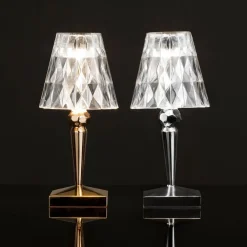 Kartell LED-bordlampe Batteri, 26 cm, kromfarget, IP54| Kommersiell Utebelysning|Led-Utendørs