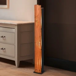 Trio Lighting Karuni gulvlampe, tre, metall, lysebrun, svart Hot