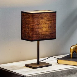 FH Lighting Kate-bordlampe med stoffskjerm, svart/gull| Bordlamper