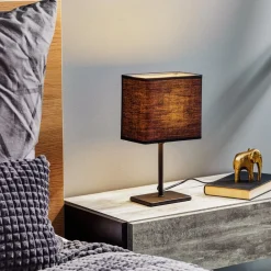 FH Lighting Kate-bordlampe med stoffskjerm, svart/gull| Bordlamper