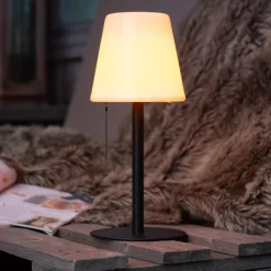 JUST LIGHT. Keno LED-bordlampe, jordspyd, trekksnor, batteri| Utespotter