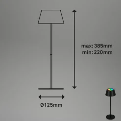 Briloner Kiki LED-bordlampe, svart, IP44, 3000 K, RGBW| Terrassebelysning