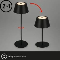 Briloner Kiki LED-bordlampe, svart, IP44, 3000 K, RGBW| Terrassebelysning