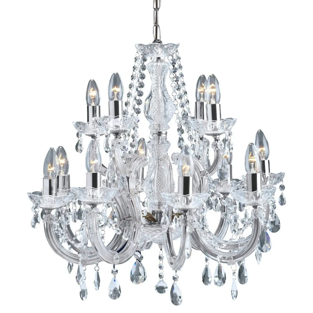 Searchlight Klassisk lysekrone MARIE THERESE, krom, 12 l., kro| Lysekroner