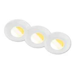 Briloner Klira innfellingslampe, hvit, Ø 9 cm, IP44, sett med 3 stk| Downlights