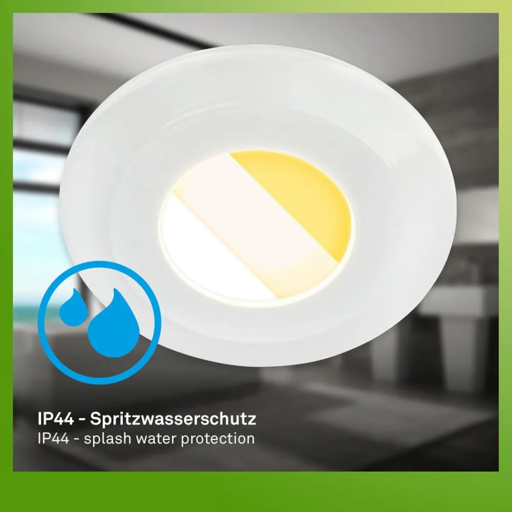 Briloner Klira innfellingslampe, hvit, Ø 9 cm, IP44, sett med 3 stk| Downlights