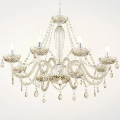 EGLO Konjakkfarget lysekrone Basilano i glass| Lysekroner