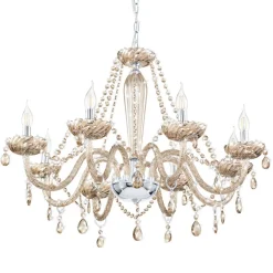 EGLO Konjakkfarget lysekrone Basilano i glass| Lysekroner