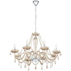 EGLO Konjakkfarget lysekrone Basilano i glass| Lysekroner