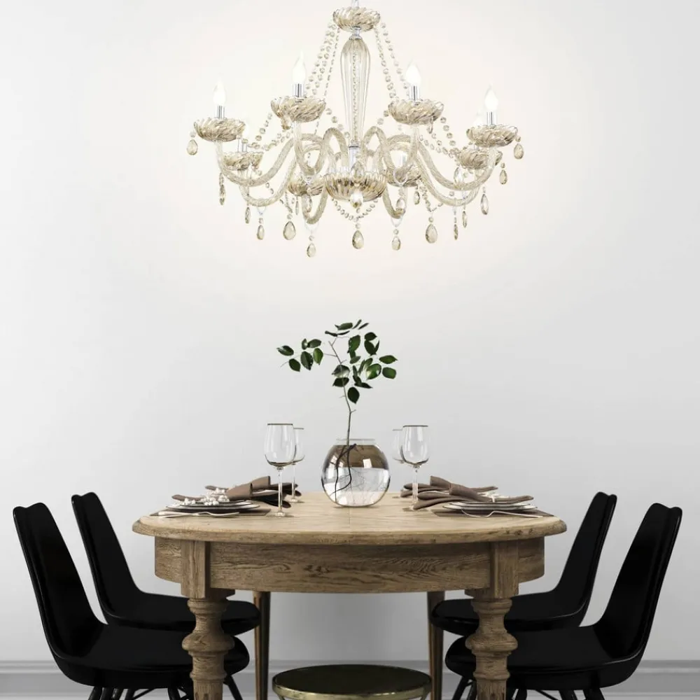 EGLO Konjakkfarget lysekrone Basilano i glass| Lysekroner