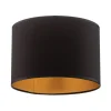 Luminex Lampeskjerm Soho, svart/gull, tekstil, Ø 18 cm Clearance