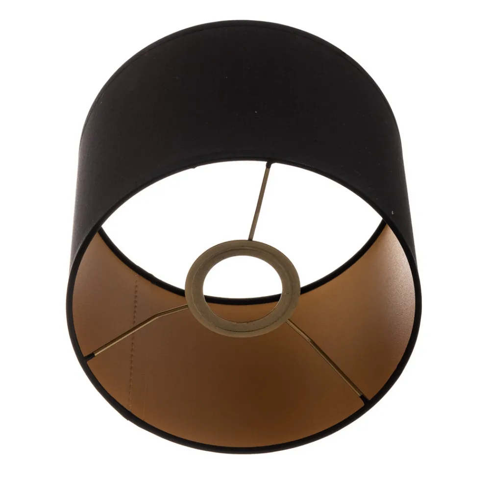 Luminex Lampeskjerm Soho, svart/gull, tekstil, Ø 18 cm Clearance