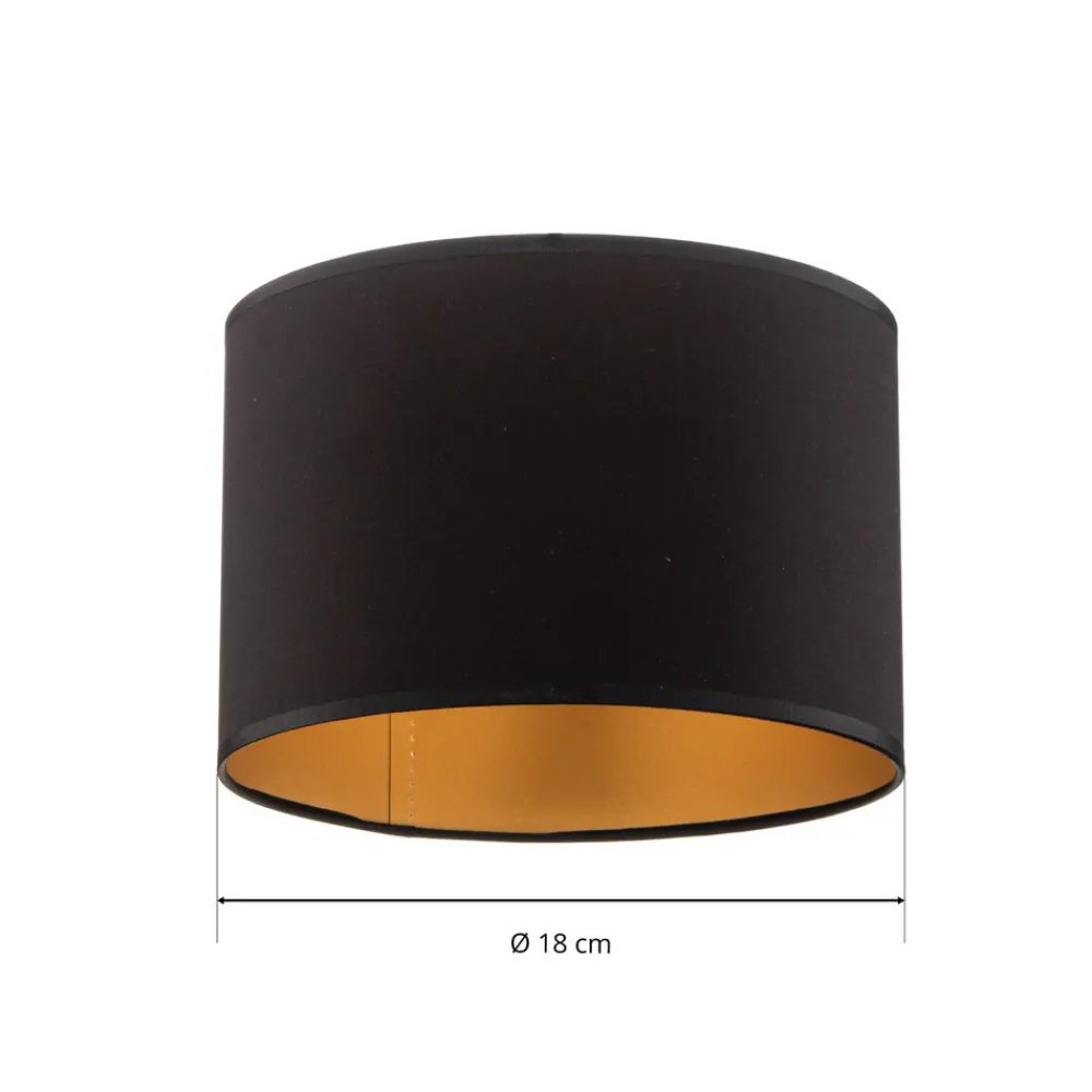 Luminex Lampeskjerm Soho, svart/gull, tekstil, Ø 18 cm Clearance