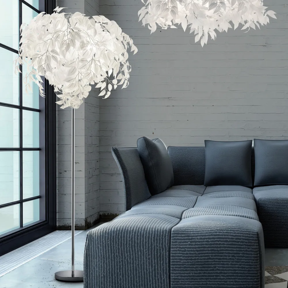 Reality Leuchten Leavy gulvlampe, høyde 180 cm, krom/hvit, metall/plast Best