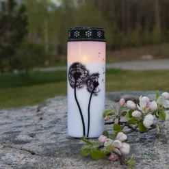 STAR TRADING LED gravlys Løvetann, 21 cm hvit/svart plast batteri Online