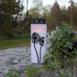 STAR TRADING LED gravlys Løvetann, 21 cm hvit/svart plast batteri Online