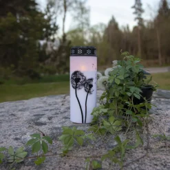 STAR TRADING LED gravlys Løvetann, 21 cm hvit/svart plast batteri Online