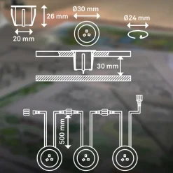 Briloner LED innfelt spot 3913032 IP67 12V 3x utvidelse 3cm stål| Nedfelt Utebelysning|Utespotter
