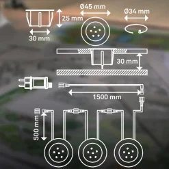 Briloner LED innfelt spot 3914032 IP67 12V 3xStarterset 4,5cm Stål| Nedfelt Utebelysning|Utespotter