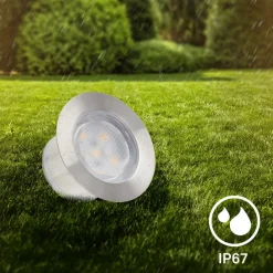 Briloner LED innfelt spot 3914032 IP67 12V 3xStarterset 4,5cm Stål| Nedfelt Utebelysning|Utespotter