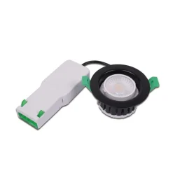 Hera LED innfelt spot Eco R 68, svart, Ø 9 cm metall IP65 CCT New