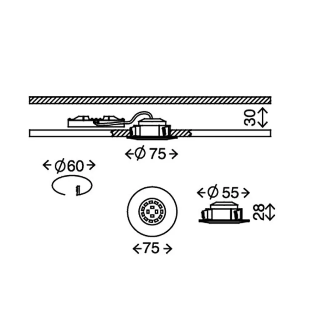 Briloner LED innfelte lamper Attach Dim, IP44, sett med 3, hvit| Downlights