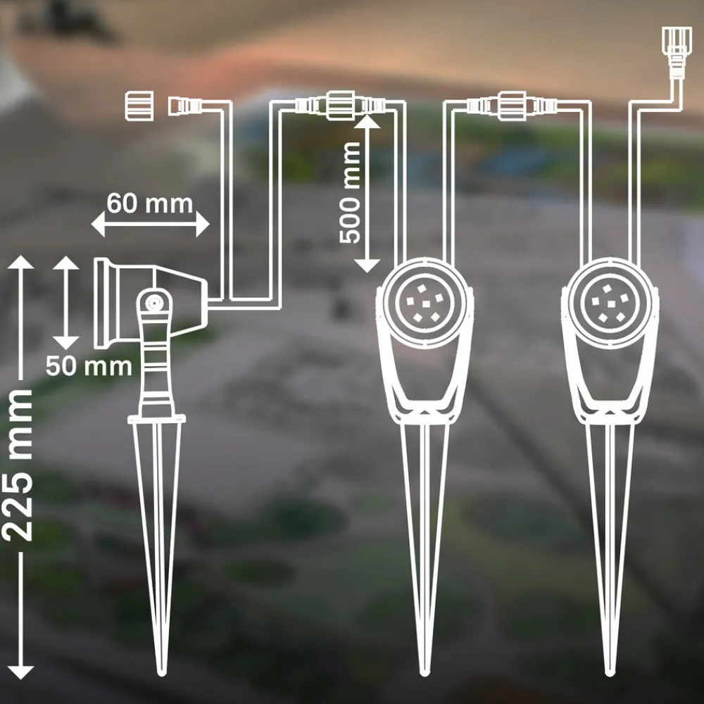 Briloner LED jordspydspiss 3919035 12V 3-punkts forlengelse, svart Ø 5 cm Clearance