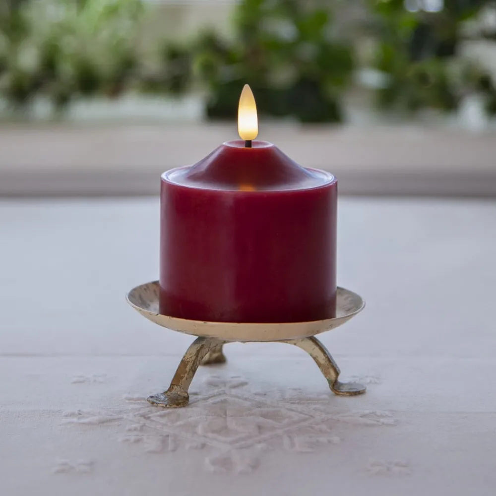 STAR TRADING LED lysflamme, høyde 9,5 cm rød ekte voks batteridrevet| Julebelysning