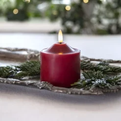 STAR TRADING LED lysflamme, høyde 9,5 cm rød ekte voks batteridrevet| Julebelysning