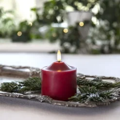 STAR TRADING LED lysflamme, høyde 9,5 cm rød ekte voks batteridrevet| Julebelysning