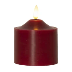 STAR TRADING LED lysflamme, høyde 9,5 cm rød ekte voks batteridrevet| Julebelysning
