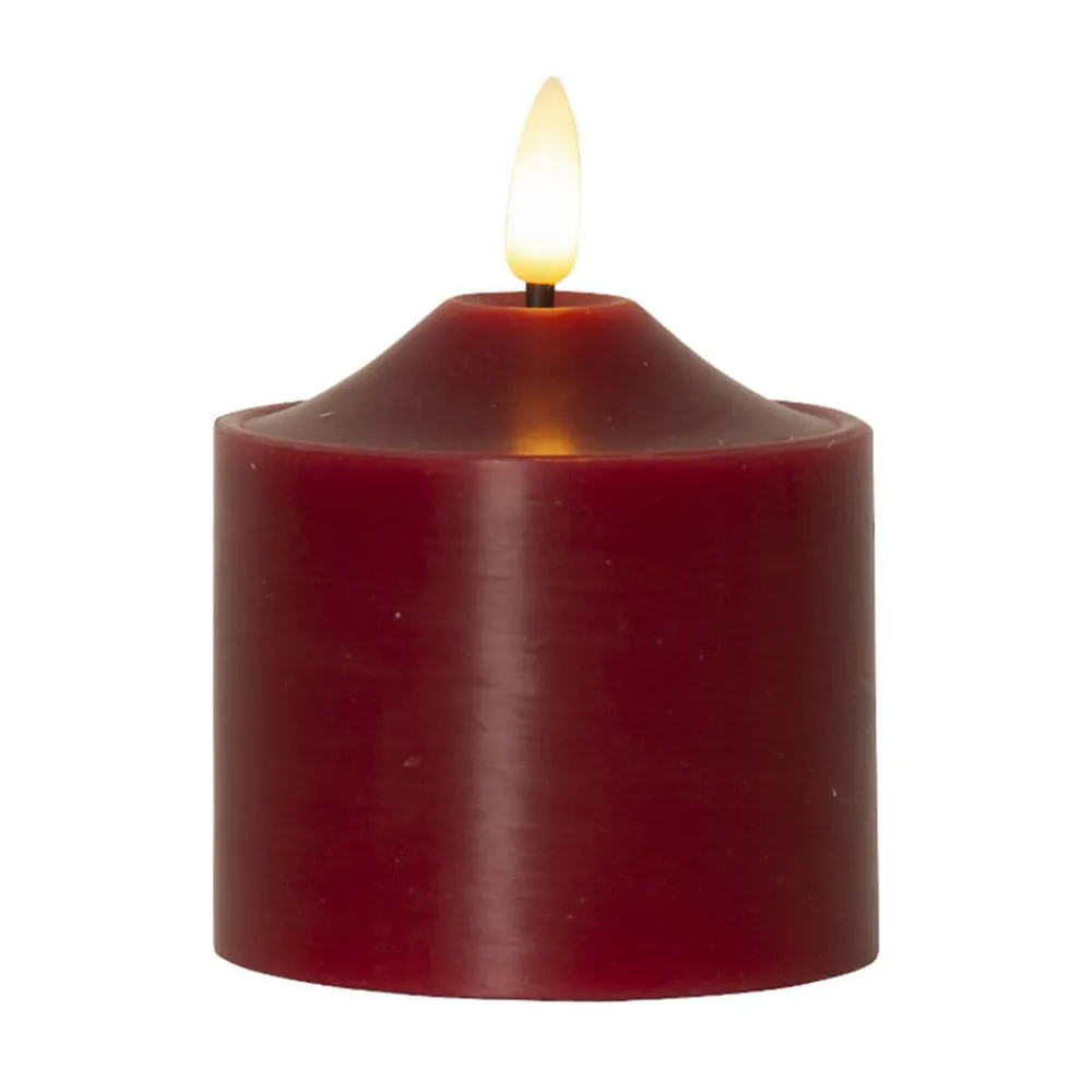 STAR TRADING LED lysflamme, høyde 9,5 cm rød ekte voks batteridrevet| Julebelysning