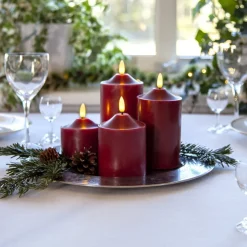 STAR TRADING LED lysflamme, høyde 9,5 cm rød ekte voks batteridrevet| Julebelysning