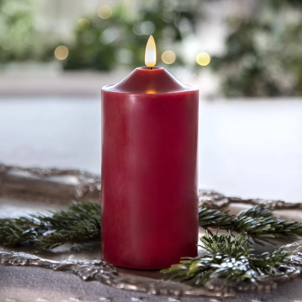 STAR TRADING LED lysflamme, høyde 17 cm, rød ekte voks, batteridrevet Hot