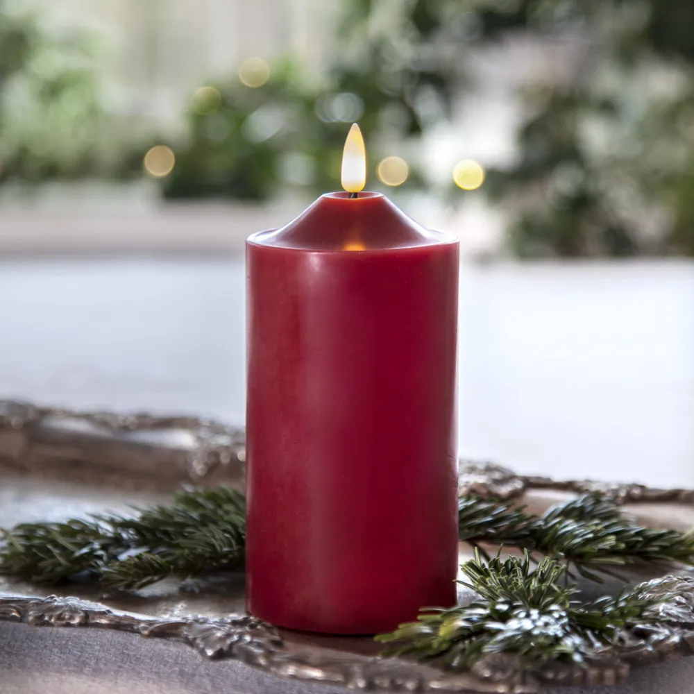 STAR TRADING LED lysflamme, høyde 17 cm, rød ekte voks, batteridrevet Hot