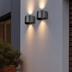 Reality Leuchten LED oppladbar utendørs vegglampe Talent, svart, bredde 16 cm Sensor| Vegglamper Med Sensor|Utebelysning Med Sensor