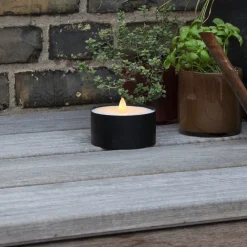 STAR TRADING LED stearinlys Fakkelstearinlys svart metall/voks batteridrevet| Dekorasjonsbelysning