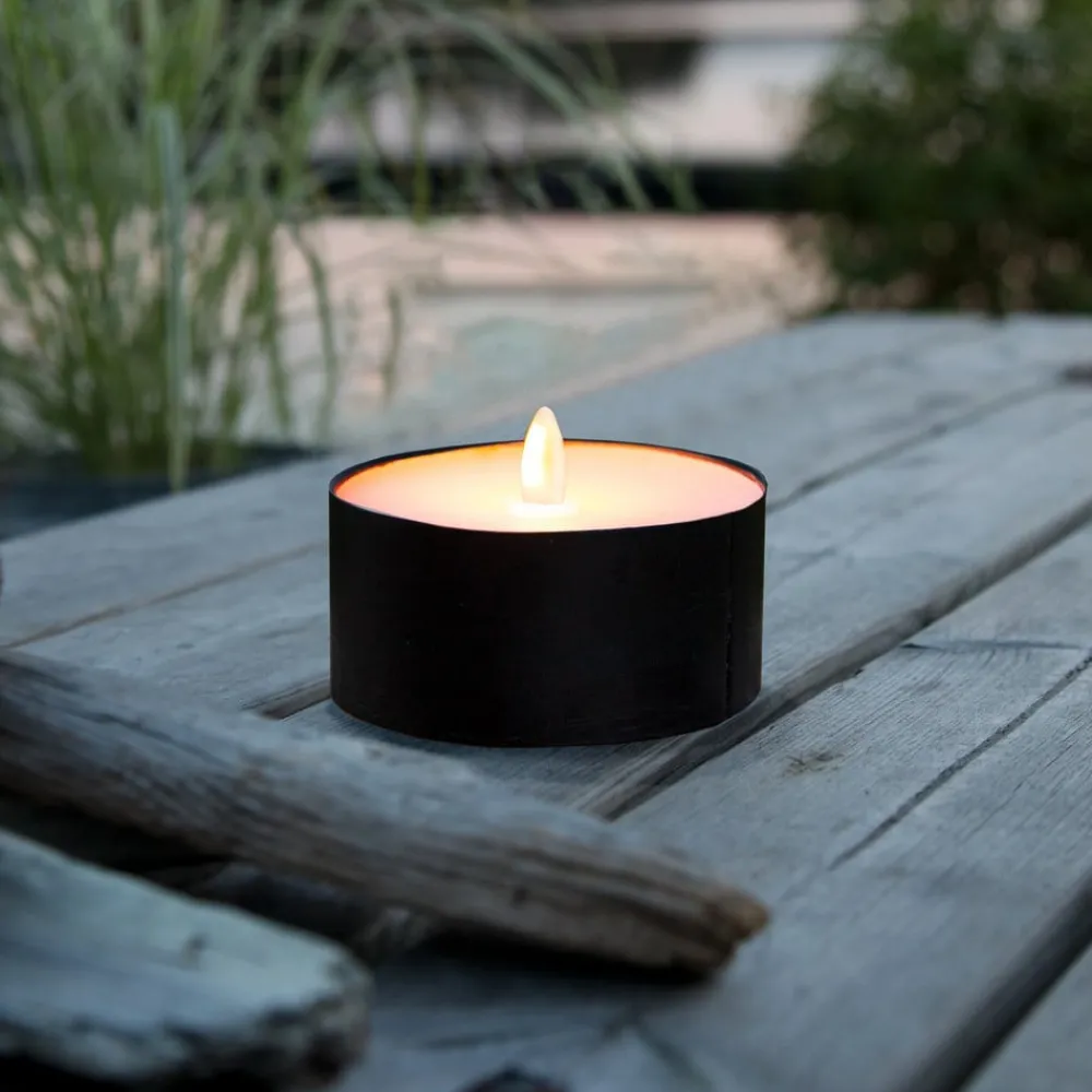 STAR TRADING LED stearinlys Fakkelstearinlys svart metall/voks batteridrevet| Dekorasjonsbelysning