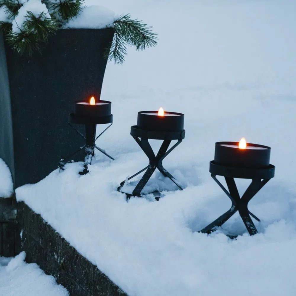 STAR TRADING LED stearinlys Fakkelstearinlys svart metall/voks batteridrevet| Dekorasjonsbelysning