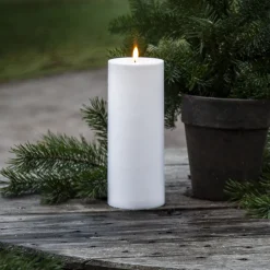 STAR TRADING LED stearinlys Flamme Rak 27,5 cm hvit plast batteridrevet