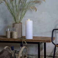 STAR TRADING LED stearinlys Flamme Rak 27,5 cm hvit plast batteridrevet