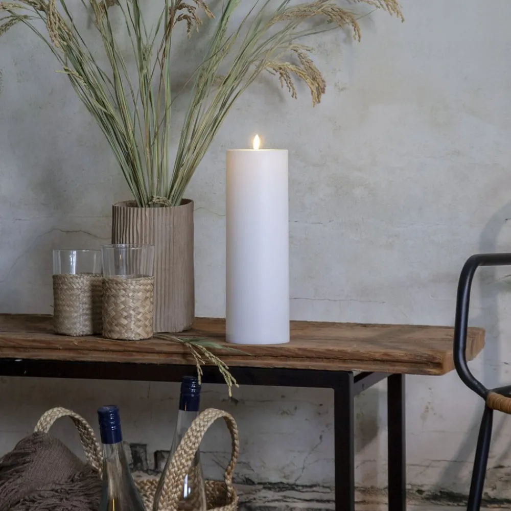 STAR TRADING LED stearinlys Flamme Rak 32,5 cm hvit plast batteridrevet| Julebelysning