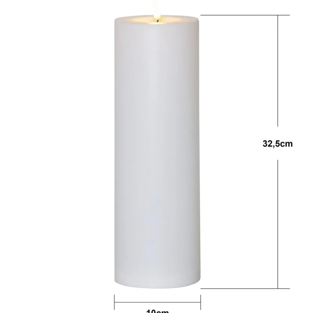 STAR TRADING LED stearinlys Flamme Rak 32,5 cm hvit plast batteridrevet| Julebelysning